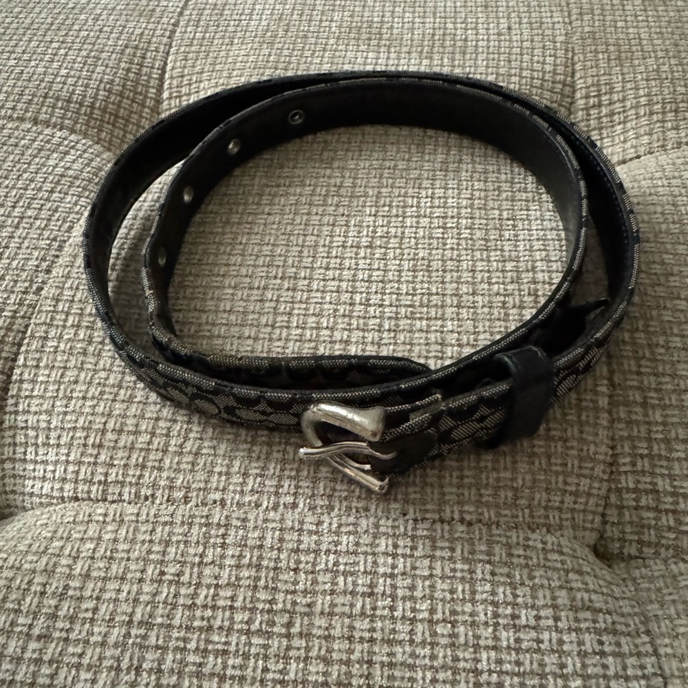 Coach Black and Gray Patterned Belt, Small size - Picture 2 of 8